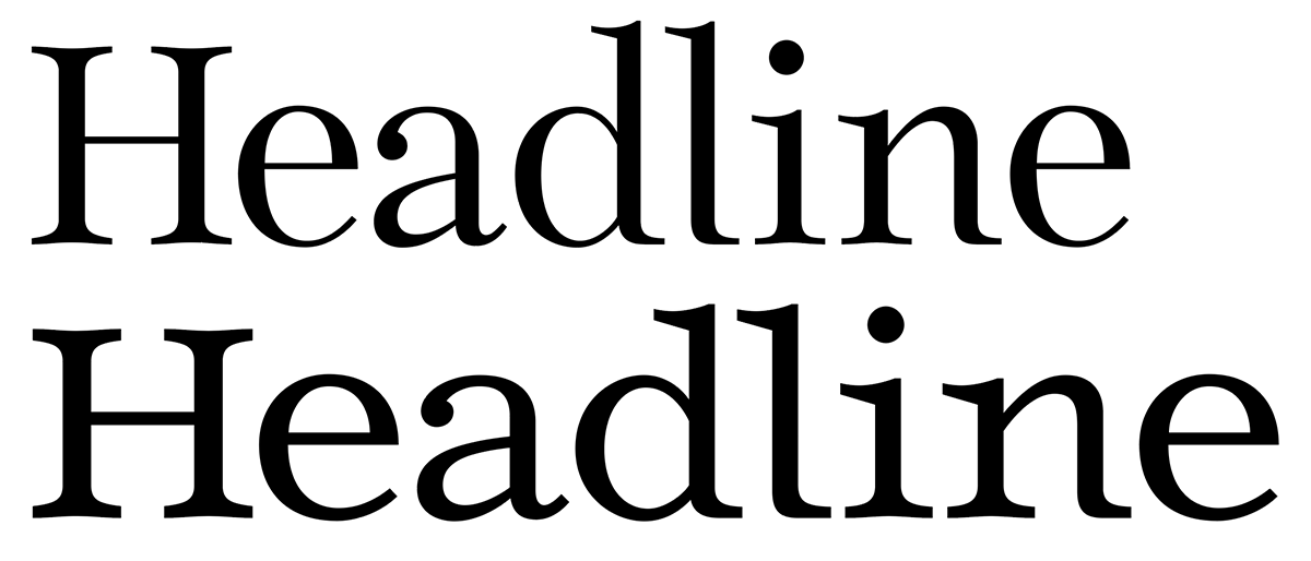 Legilux Serif Display (oben) im Vergleich zur Legilux Serif Text (unten).